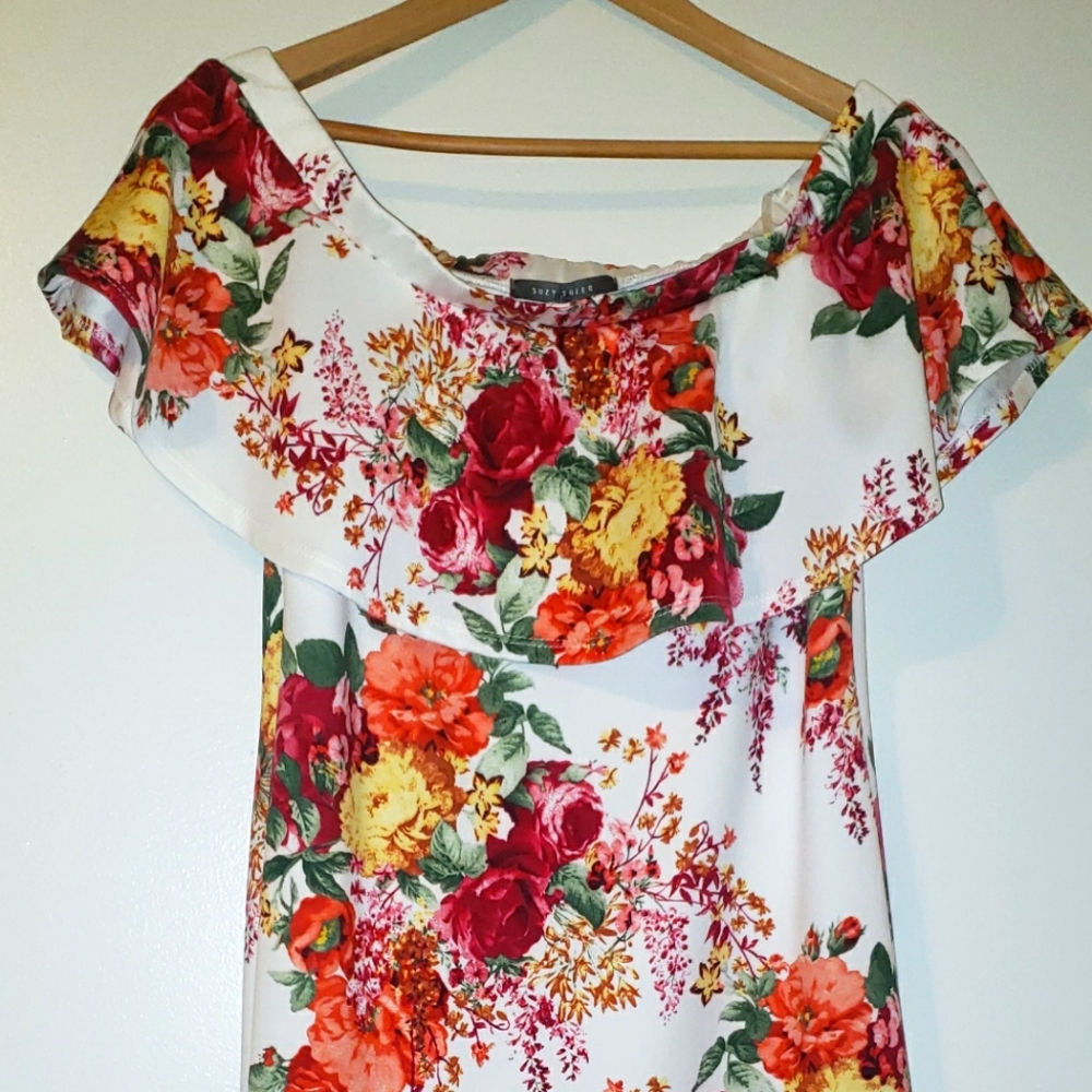 Floral Off the Shoulder Dress, Size Medium